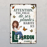 La fille folle de son jardin - Plaque de porte personnalisée