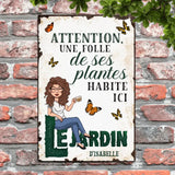 La fille folle de son jardin - Plaque de porte personnalisée