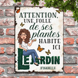 La fille folle de son jardin - Plaque de porte personnalisée