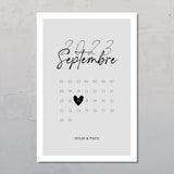 Notre jour - Affiche personnalisée pour les couples avec calendrier