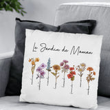 Toujours en fleur - Coussin personnalisé pour mamie et maman avec fleurs de naissance