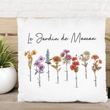 Toujours en fleur - Coussin personnalisé pour mamie et maman avec fleurs de naissance