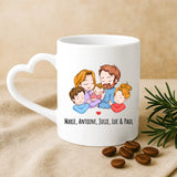 Cadeau personnalisé - mug blanc avec anse en forme de cœur et prénom imprimé – idée cadeau romantique de Love & Faith