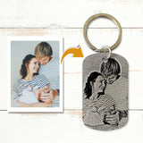 Bonheur - Parents-Porte-clés (gravé - noir/blanc)