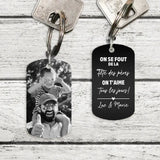 Joyeuse fête des pères - Porte-clés personnalisé pour Papa (Gravé - Noir/Blanc)