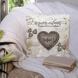 Cœurs en bois rustiques - Grands-parents - Coussin