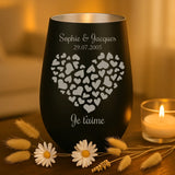 Cadeau personnalisé _ photophore noir et argent avec gravure de prénoms - fabriqué par Love & Faith