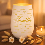 Cadeau personnalisé : photophore blanc et or avec gravure de prénoms - fabriqué par Love & Faith