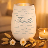 Cadeau personnalisé : photophore blanc et argent avec gravure de prénoms - fabriqué par Love & Faith