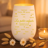 Cadeau personnalisé : photophore blanc et or avec gravure de prénoms - fabriqué par Love & Faith