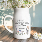 2 Personalisiertes Geschenk - Weiße Vase mit Henkel mit persönlichem Spruch und Namen