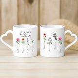 Cadeau personnalisé - mug blanc avec anse en forme de cœur et prénom imprimé – idée cadeau romantique de Love & Faith