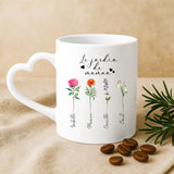 Cadeau personnalisé - mug blanc avec anse en forme de cœur et prénom imprimé – idée cadeau romantique de Love & Faith