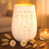 Cadeau personnalisé : photophore blanc et or avec gravure de prénoms - fabriqué par Love & Faith
