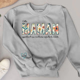 Meilleure maman - Sweat à fleurs personnalisable pour maman ou mamie