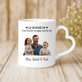 Cadeau personnalisé - mug blanc avec anse en forme de cœur et prénom imprimé – idée cadeau romantique de Love & Faith