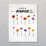 Le jardin de Maman - Poster personnalisé avec fleurs de naissance pour parents et grands-parents