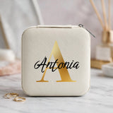 Étui à bijoux personnalisé en cuir PU avec initiale gravée, intérieur doux - Initiale – Motiv 16