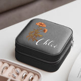 Étui à bijoux personnalisé en cuir PU avec fleur et prénom gravés - cadeau raffiné et élégant – Motiv 11