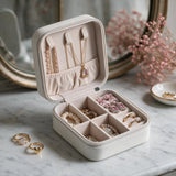 Étui à bijoux personnalisé cuir PU rose avec fleur et prénom gravés - Une fleur pour toi – Motiv 19