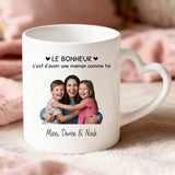 Cadeau personnalisé - mug blanc avec anse en forme de cœur et prénom imprimé – idée cadeau romantique de Love & Faith