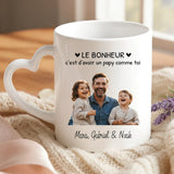 Cadeau personnalisé - mug blanc avec anse en forme de cœur et prénom imprimé – idée cadeau romantique de Love & Faith