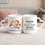 Cadeau personnalisé - mug blanc avec anse en forme de cœur et prénom imprimé – idée cadeau romantique de Love & Faith