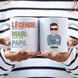 Tasse personnalisée pour papa avec texte Légende mari papa grand-père, impression sublimation résistante lave-vaisselle