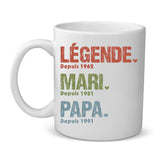 Tasse personnalisée pour papa avec texte Légende mari papa grand-père, impression sublimation résistante – Motiv 2