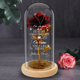 Rose éternelle dorée personnalisée sous dôme en verre avec guirlande LED, Fête des Mères