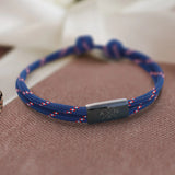 Bracelet personnalisé en corde de voile tressée avec plaque gravée aux initiales et symbole, design duo pour amis – Motiv 15