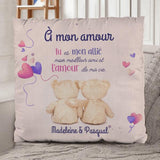 Complices en peluche (pour lui) - Couple - coussin