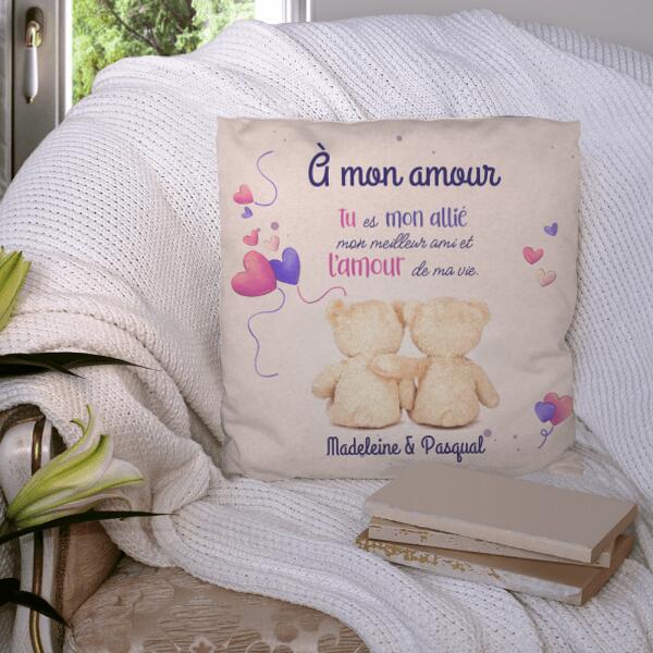 Complices en peluche (pour lui) - Couple - coussin