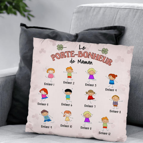 Coussin personnalisé Parents Le porte-bonheur de maman, doux et moelleux, lavable en machine – Motiv 2