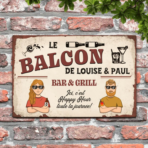 Pancarte de porte personnalisée Notre balcon en Alu-Dibond pour extérieur, résistante aux intempéries – Motiv 2