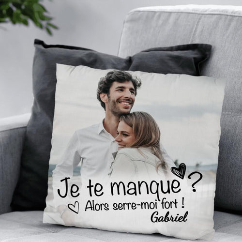 Coussin couple personnalisé Si je te manque avec design exclusif, peluche douce et moelleuse – Motiv 2