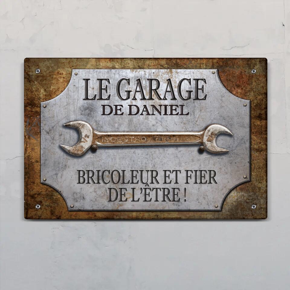 Pancarte de porte personnalisée pour garage, atelier et mécanos avec design customisable et Alu-Dibond durable