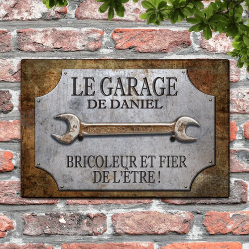 Pancarte de porte personnalisée pour garage, atelier et mécanos avec design customisable et Alu-Dibond durable – Motiv 2