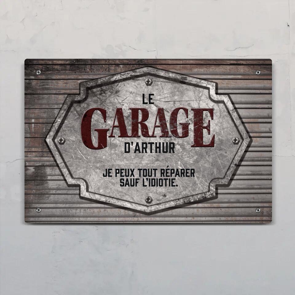 Pancarte de porte Mon Garage personnalisable pour bricoleurs, en Alu-Dibond durable avec impression éclatante