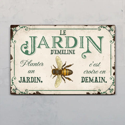 Pancarte de porte personnalisée Joie dans le jardin, schild en Alu-Dibond pour jardin et balcon