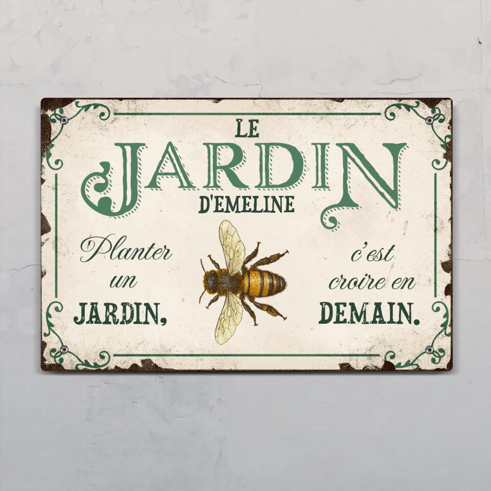 Pancarte de porte personnalisée Joie dans le jardin, schild en Alu-Dibond pour jardin et balcon