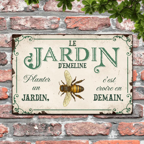 Pancarte de porte personnalisée Joie dans le jardin, schild en Alu-Dibond pour jardin et balcon – Motiv 2