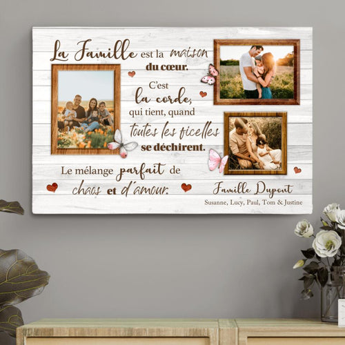 Toile personnalisée famille Bonheur familial avec prénoms et design personnalisé sur cadre bois massif – Motiv 2