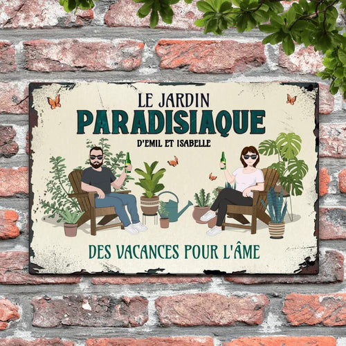 Pancarte de porte personnalisée Paradis du jardin pour extérieur, en Alu-Dibond durable avec impression éclatante – Motiv 2