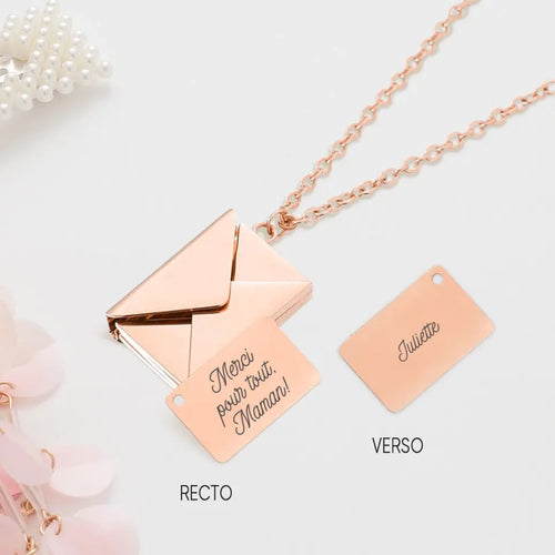 Chaîne et courrier personnalisé pour maman avec pendentif lettre gravée en acier inoxydable – Motiv 2