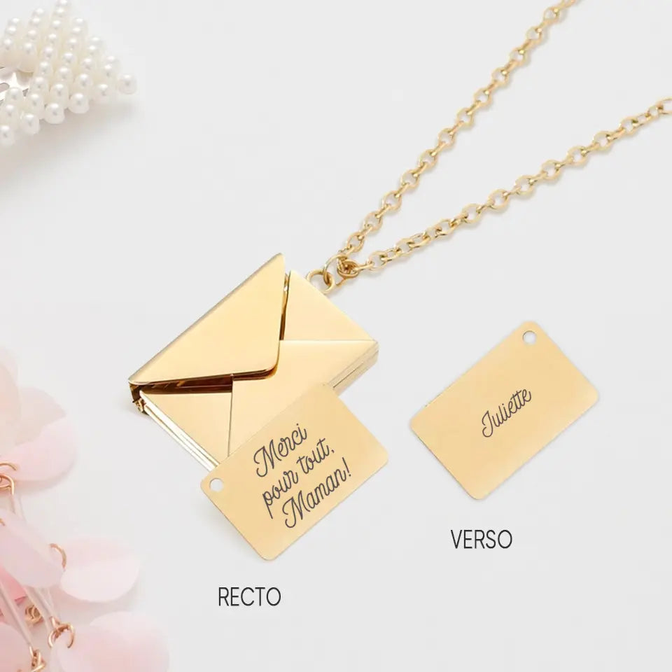 Chaîne et courrier personnalisé pour maman avec pendentif lettre gravée en acier inoxydable
