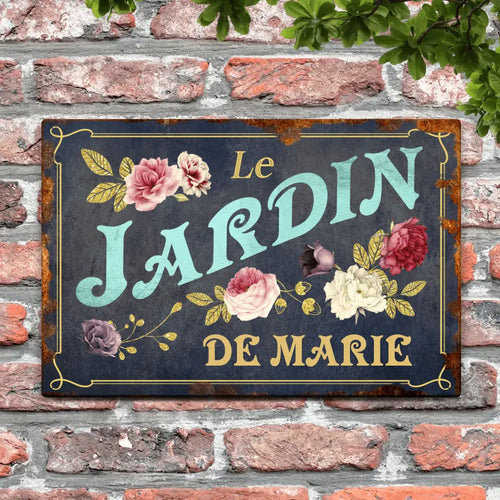 Pancarte de porte personnalisée Mon jardin en Alu-Dibond, design extérieur horizontal pour jardin et balcon – Motiv 2