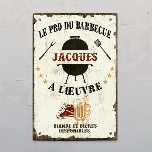Pancarte extérieur personnalisée barbecue Pro du BBQ en Alu-Dibond avec design coloré résistant à la rouille