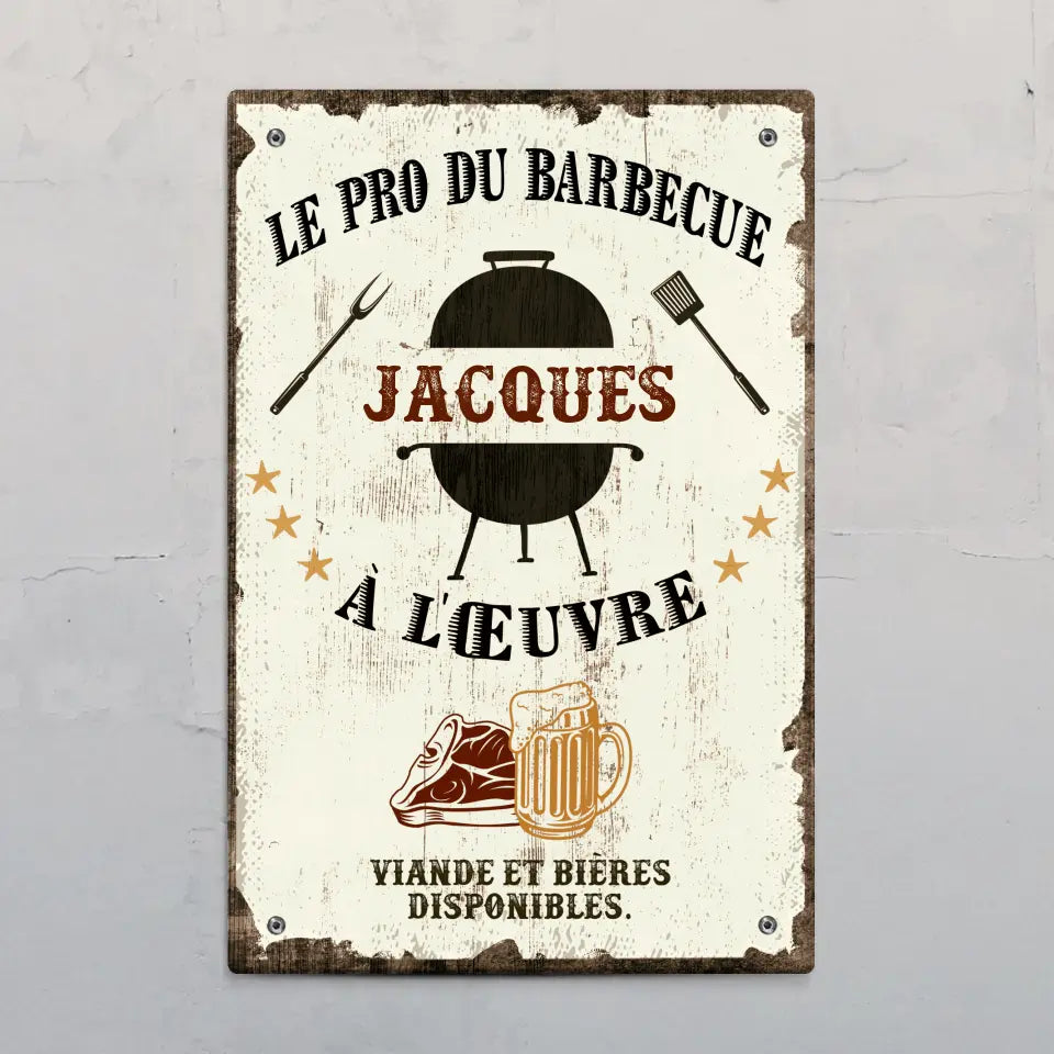 Pancarte extérieur personnalisée barbecue Pro du BBQ en Alu-Dibond avec design coloré résistant à la rouille
