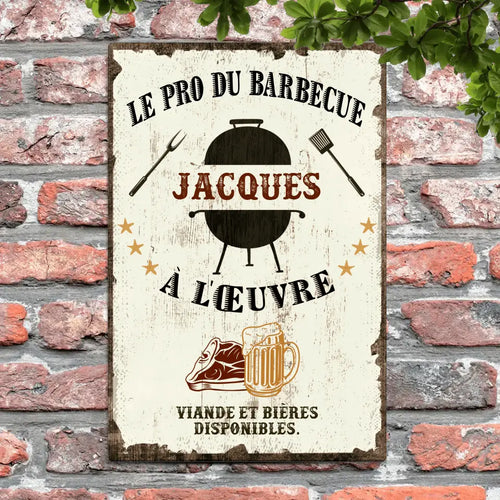 Pancarte extérieur personnalisée barbecue Pro du BBQ en Alu-Dibond avec design coloré résistant à la rouille – Motiv 2